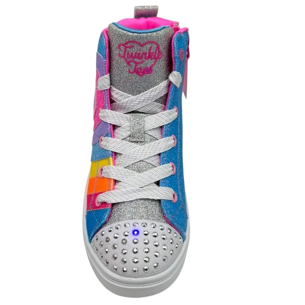 Skechers Youth Big Girl's Twinkle Toes High Top Sneakers Size 3 Rainbow Light-Up